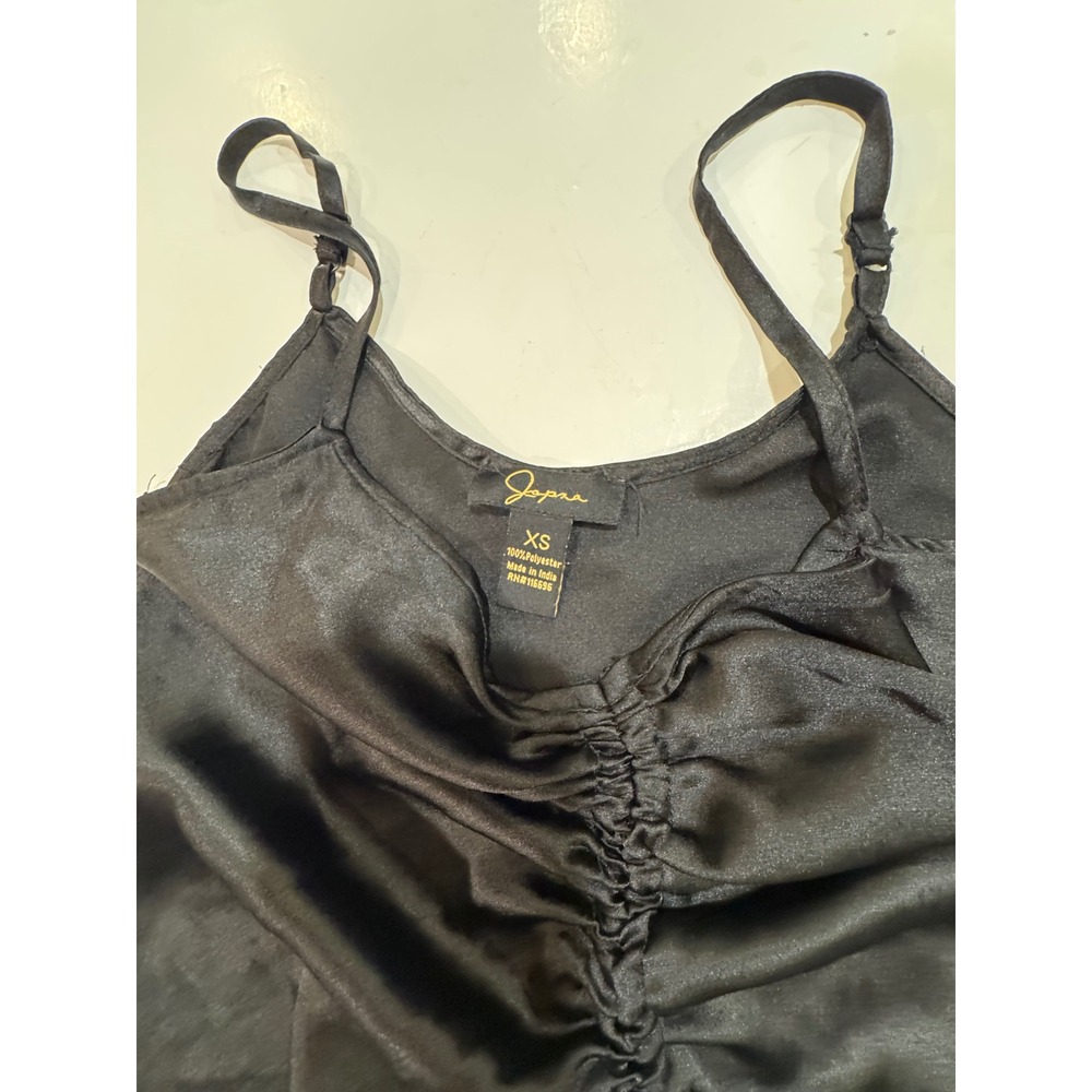 Japna Womens Black Satin Ruched Drawstring Front Camisole Top Size XS Adjustable - Picture 4 of 10